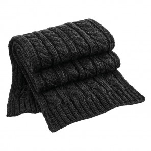 Beechfield Cable Knit Melange Scarf - Black - OneSize