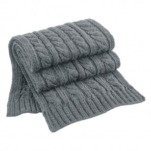 Beechfield Cable Knit Melange Scarf - Light Grey - OneSize