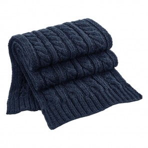 Beechfield Cable Knit Melange Scarf - Navy - OneSize