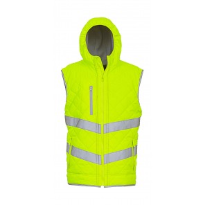 Yoko Fluo Kensington Hooded Gilet - Yellow - L