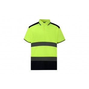 Yoko Fluo 2-Tone Polo - Fluo Yellow/Navy - L