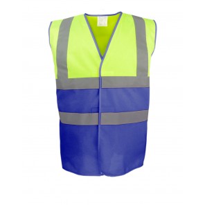 Yoko Hi-Vis Two-Tone Waistcoat - Fluo Yellow/Royal Blue - S