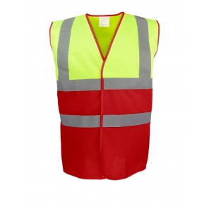 Yoko Hi-Vis Two-Tone Waistcoat - Fluo Yellow/Red - 3XL