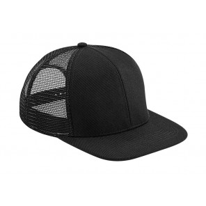 Beechfield Original Flat Peak 6 Panel Trucker - Black/Black - OneSize