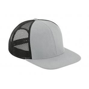Beechfield Original Flat Peak 6 Panel Trucker - Grey/Black - OneSize