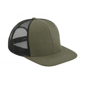 Beechfield Original Flat Peak 6 Panel Trucker - Olive Green/Black - OneSize