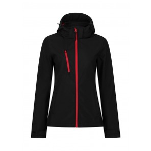 Regatta Professional Women's Venturer 3-Layer Hooded Softshell Jacket - Black/Red - 18(44)