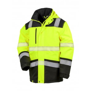 Result Safe-Guard Printable Waterproof Softshell Safety Coat - Fluorescent Yellow/Black - 4XL