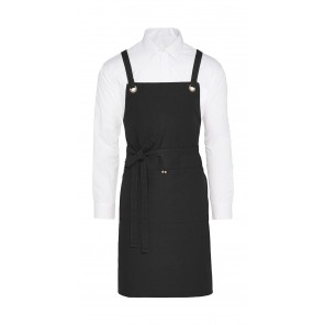 SG Accessories - BISTRO (Ex JASSZ Bistro) PROVENCE - Crossover Eyelets Bib Apron with Pocket - Black - OneSize