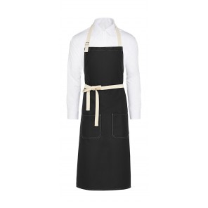 SG Accessories - BISTRO (Ex JASSZ Bistro) SANTORINI - Contrasted Bib Apron with Pocket - Black - OneSize