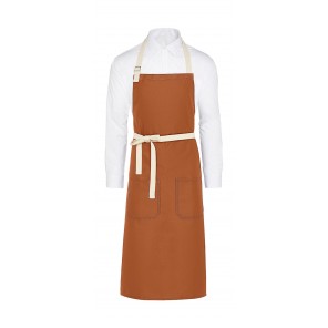 SG Accessories - BISTRO (Ex JASSZ Bistro) SANTORINI - Contrasted Bib Apron with Pocket - Burnt Orange - OneSize