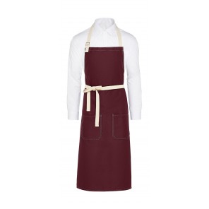 SG Accessories - BISTRO (Ex JASSZ Bistro) SANTORINI - Contrasted Bib Apron with Pocket - Burgundy - OneSize