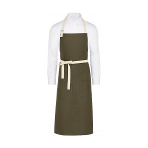 SG Accessories - BISTRO (Ex JASSZ Bistro) SANTORINI - Contrasted Bib Apron with Pocket - Olive - OneSize