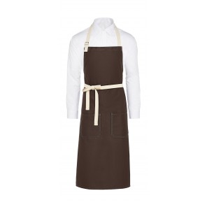 SG Accessories - BISTRO (Ex JASSZ Bistro) SANTORINI - Contrasted Bib Apron with Pocket - Brown - OneSize