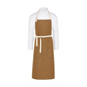 SG Accessories - BISTRO (Ex JASSZ Bistro) SANTORINI - Contrasted Bib Apron with Pocket - Caramel - OneSize