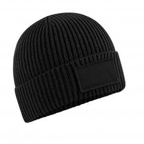 Beechfield Fashion Patch Beanie - Black - OneSize