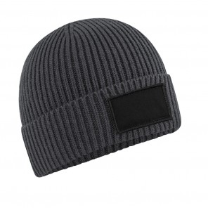 Beechfield Fashion Patch Beanie - Graphite Grey/Black - OneSize