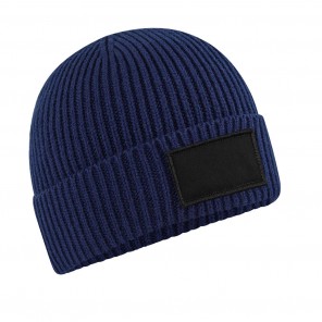 Beechfield Fashion Patch Beanie - Oxford Navy/Black - OneSize