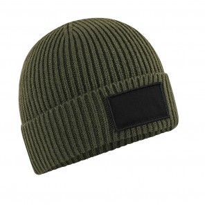 Beechfield Fashion Patch Beanie - Military Green/Black - OneSize