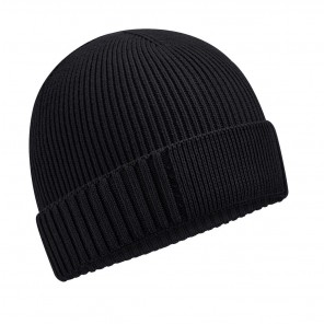 Beechfield Organic Cotton Engineered Patch Beanie - Black - ONE SIZE