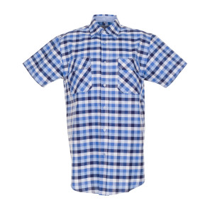 Planam Hemden Country Hemd 1/4-Arm blau kariert 49/50